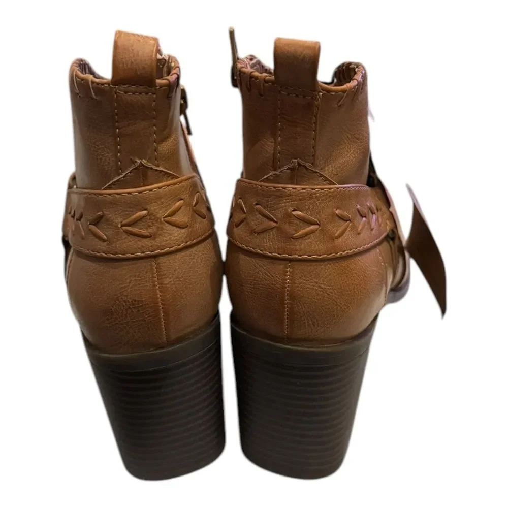 New Frye and Co. Women's Palma Tan Stacked Heel Boots Booties 9.5